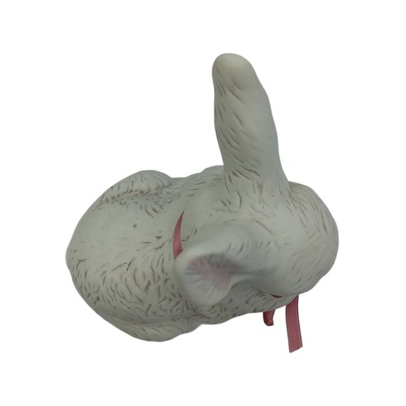 VTG Country Porcelain Bunny Rabbit With Pink Ribbon TW7353 Easter Centerpiece - Picture 6 of 11